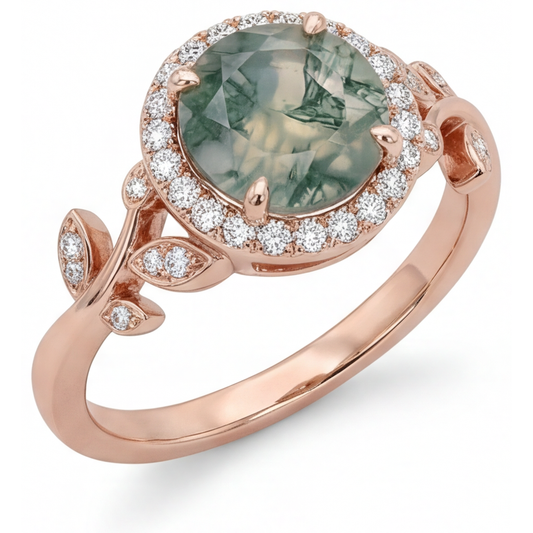 Luxuriöser Moss Agate Farbstein-Ring 2,0 Karat – Hauptansicht