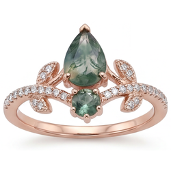 14K Roségold VVS Moss Agate Schmuckstein-Ring 2,50 Karat