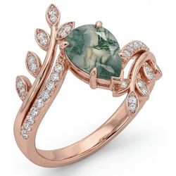 VVS Reinheit Schmuckstein-Ring – Moss Agate 2,75 Karat 14K