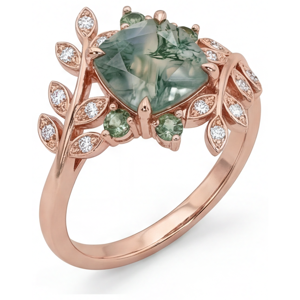 Brillanter Moss Agate Schmuckstein-Ring 3,0 Karat – Hauptansicht