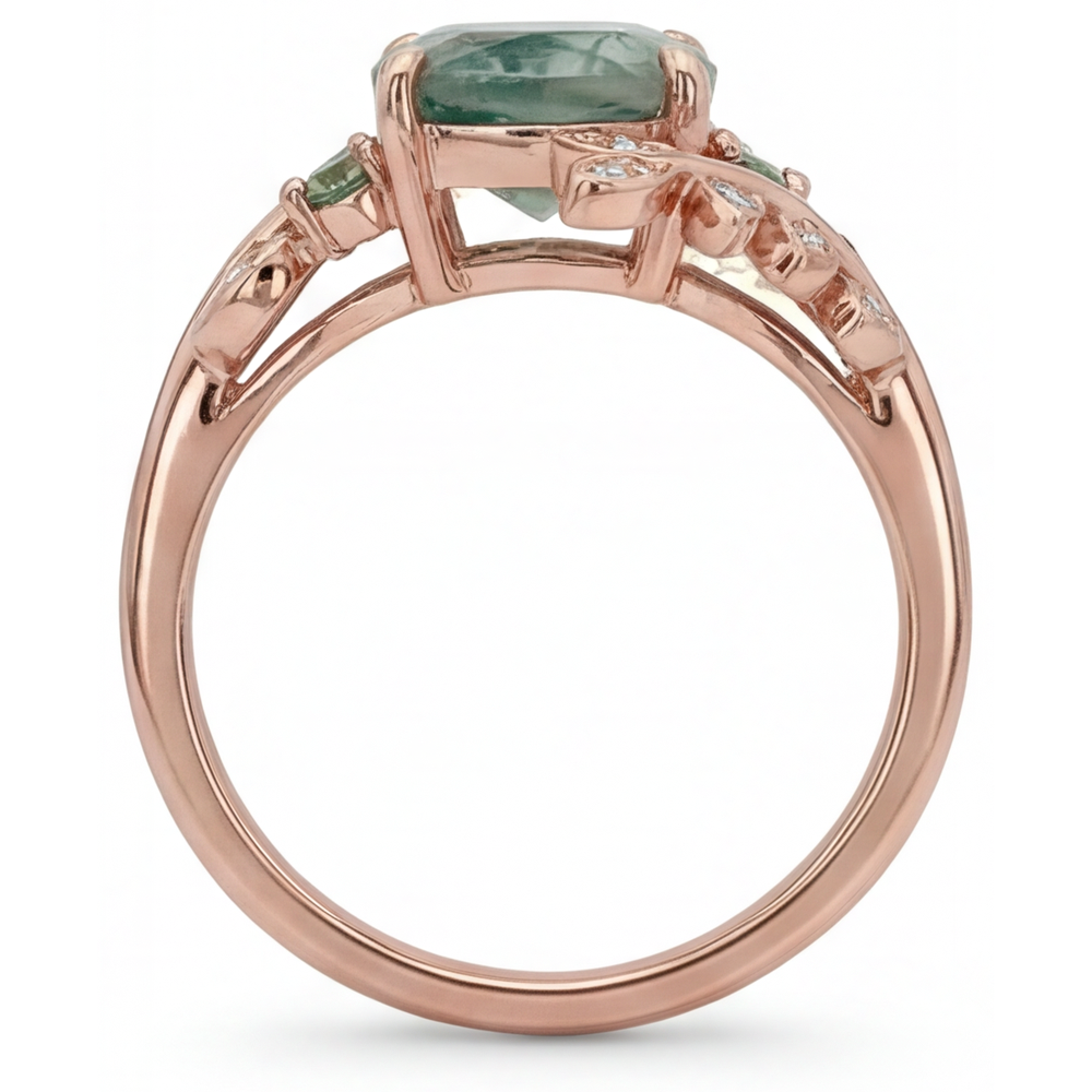 Echter Moss Agate Schmuckstein-Ring – Profilansicht