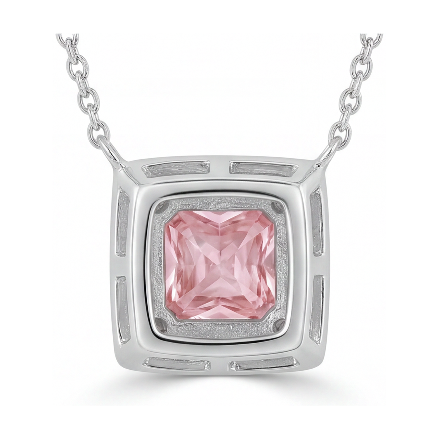 Halskette mit natürlichem rosa Diamant im Princess-Schliff, 0,95 Karat