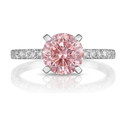 Ring mit natürlichem rosa Diamanten, 1,39 Karat, rund