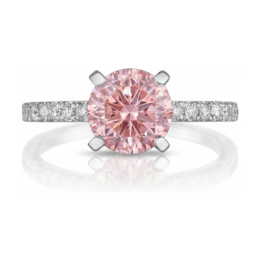 Ring mit natürlichem rosa Diamanten, 1,39 Karat, rund