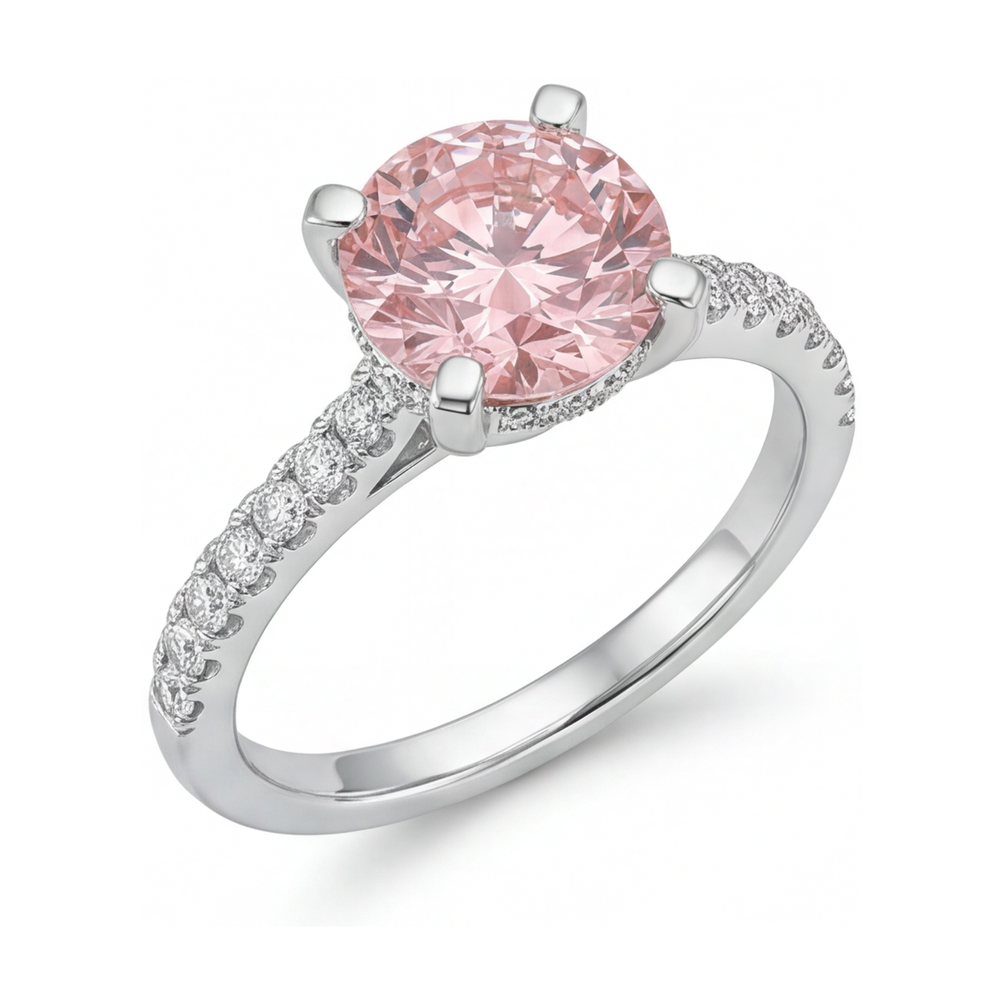 Ring mit natürlichem rosa Diamanten, 1,39 Karat, rund