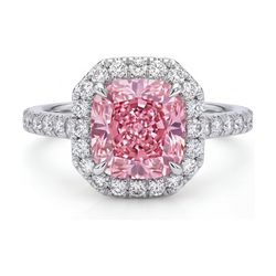 Ring mit natürlichem rosa Diamanten, 1,96 Karat, Kissenschliff