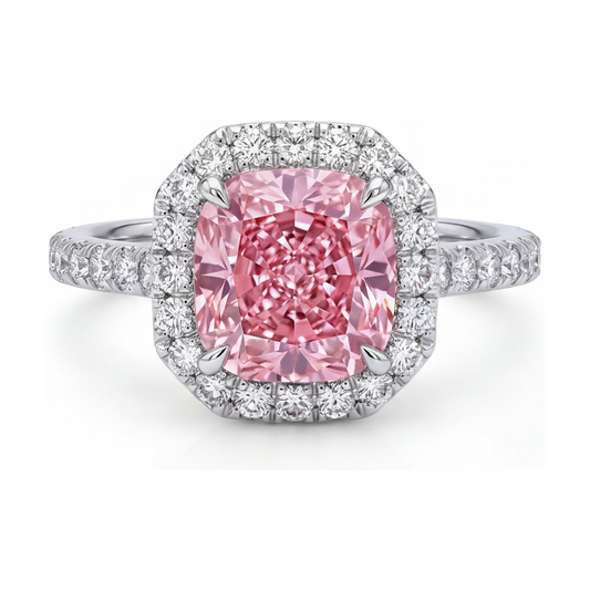 Ring mit natürlichem rosa Diamanten, 1,96 Karat, Kissenschliff