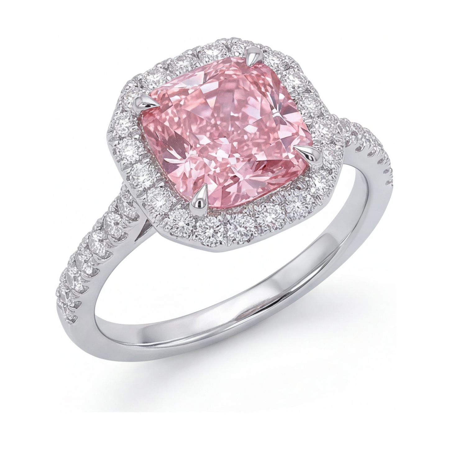Ring mit natürlichem rosa Diamanten, 1,96 Karat, Kissenschliff