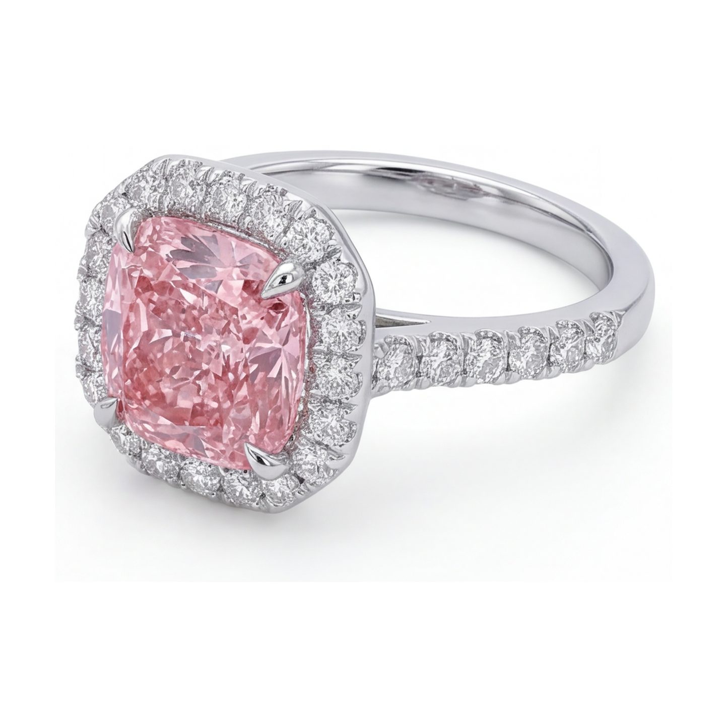 Ring mit natürlichem rosa Diamanten, 1,96 Karat, Kissenschliff