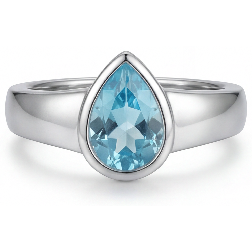 Edelstein-Ring 14 Karat Weißgold mit Neon Paraiba – Frontansicht