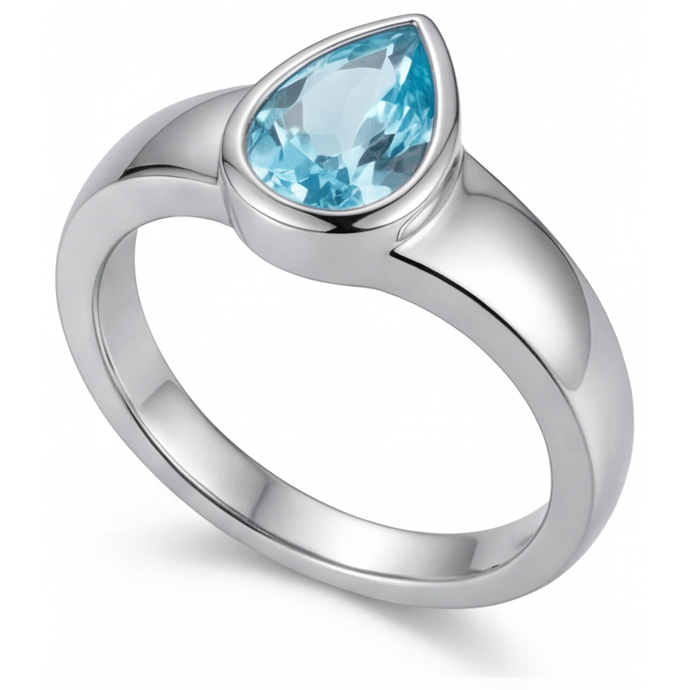 Natürlicher Neon Paraiba Edelstein-Ring 1 Karat 14 Karat Weißgold – Seitenansicht