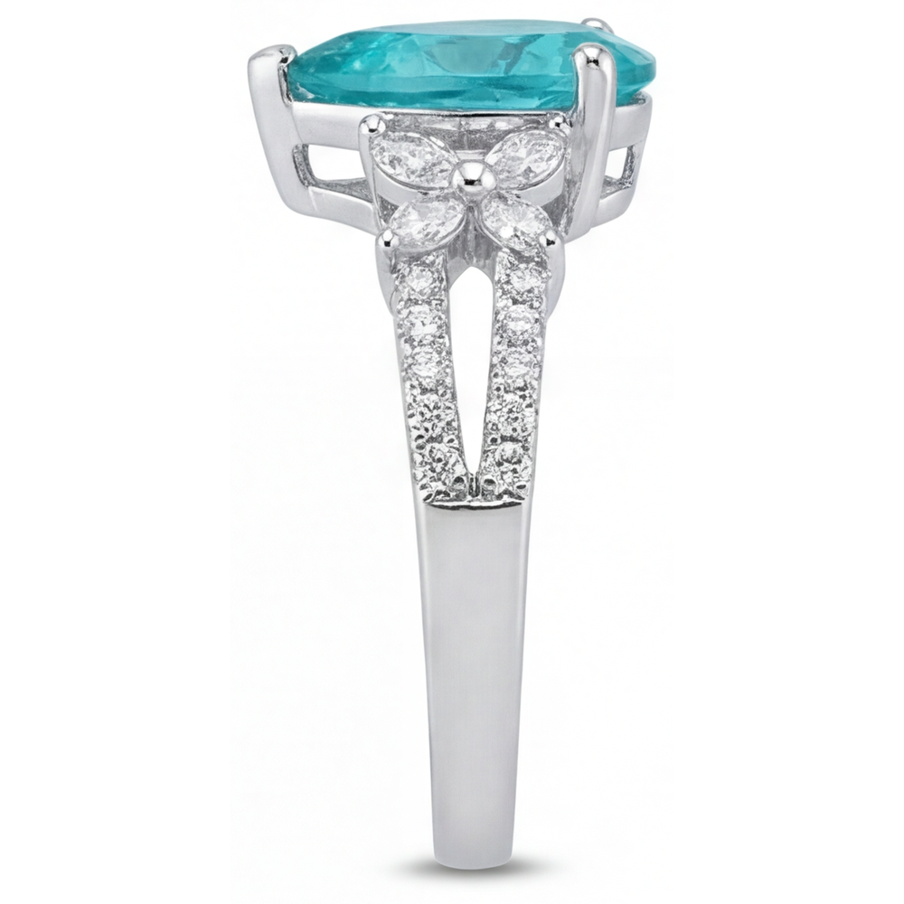 Birnen-Schliff Neon Paraiba Ring in 14K Weißgold – Detailansicht