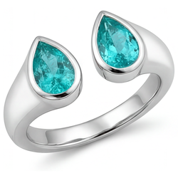 14K Weißgold Neon Paraiba Farbstein-Ring – 1-Karat Birnen-Schliff