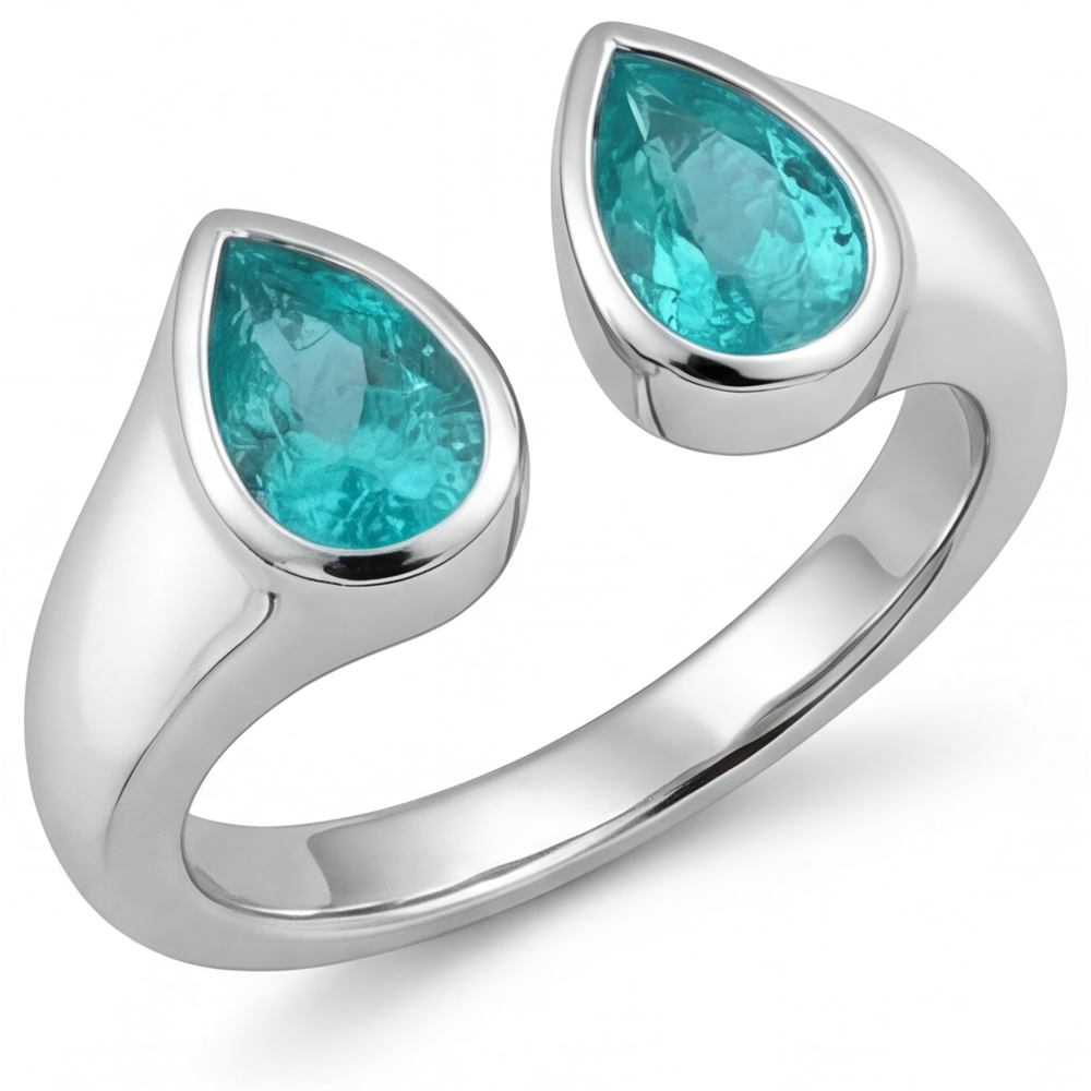 Eleganter Neon Paraiba Farbstein-Ring 1 Karat – Frontansicht