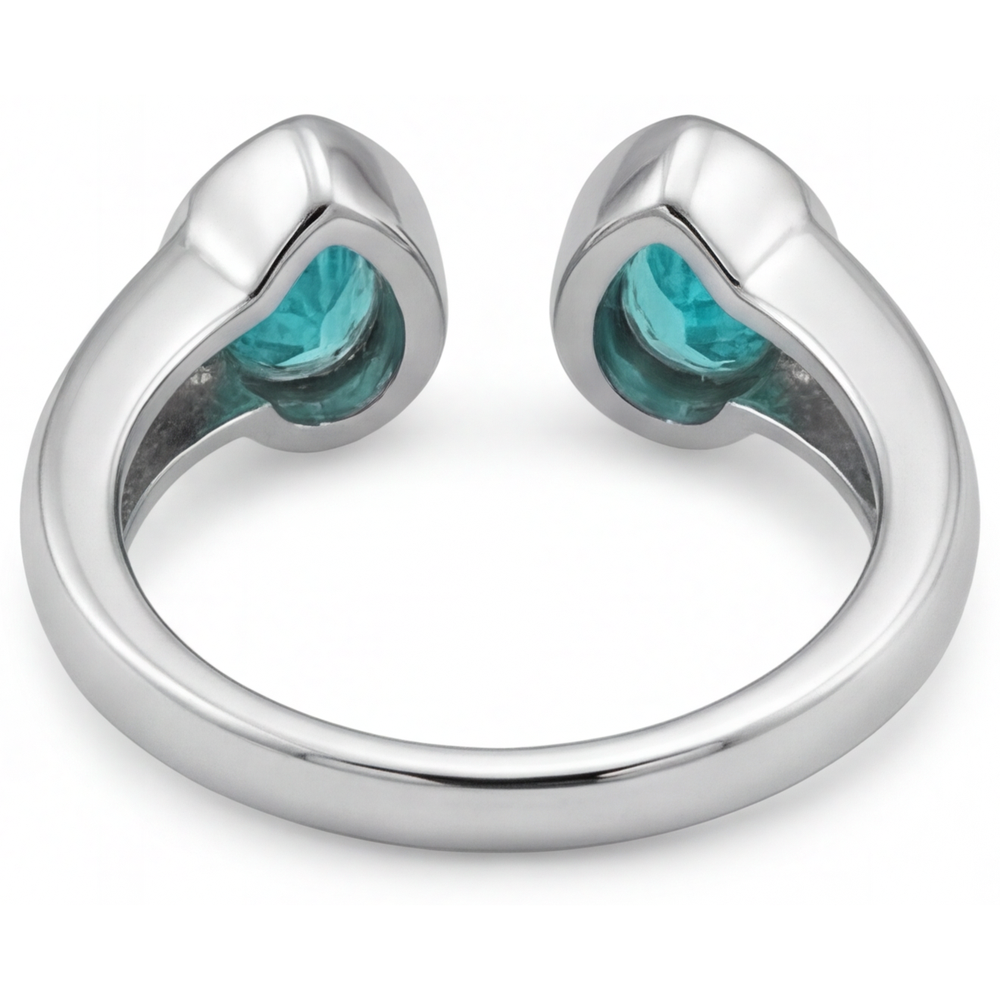 Neon Paraiba Birnen-Schliff Farbstein-Ring in 14K Weißgold – Schrägansicht