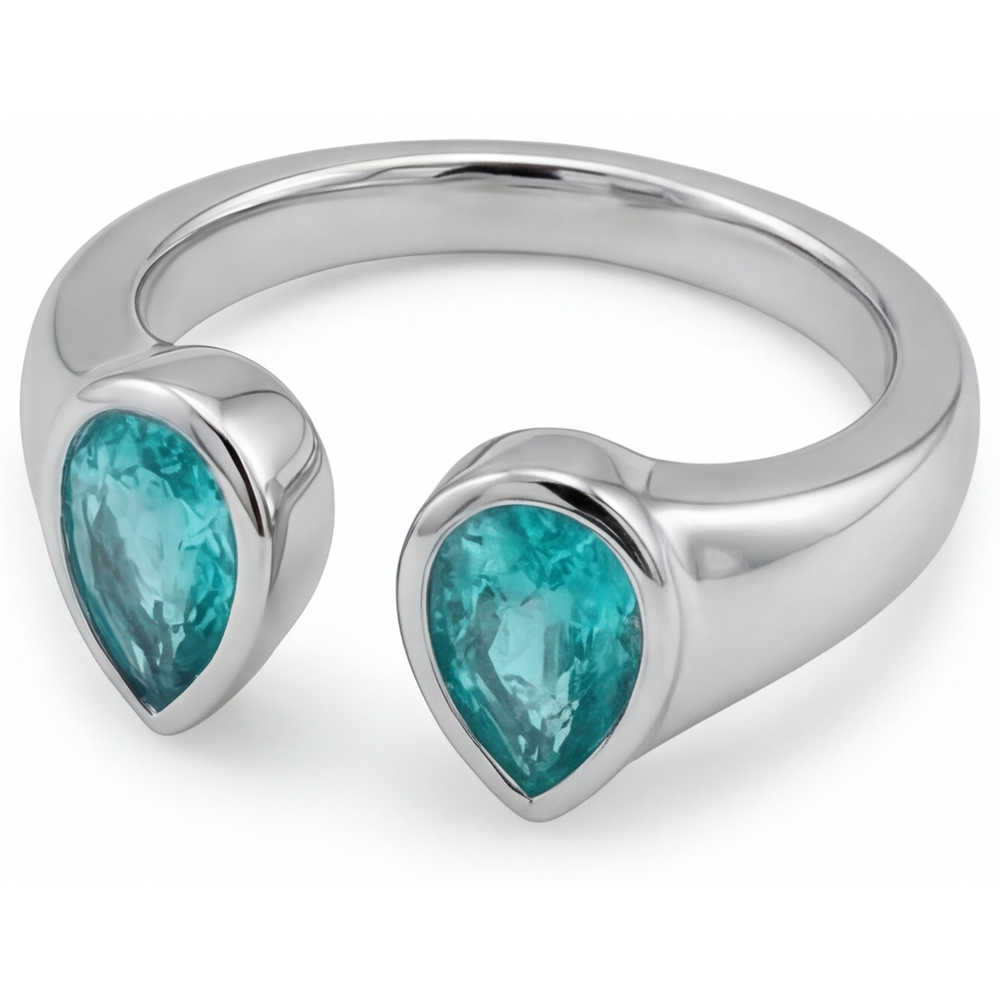 Eleganter Neon Paraiba Farbstein-Ring 1 Karat – Profilansicht