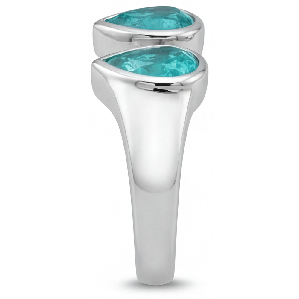 Natürlicher Neon Paraiba Farbstein-Ring 1 Karat 14K Weißgold – Detailansicht