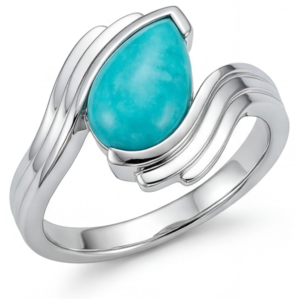 Authentischer Neon Paraiba Farbstein-Ring – Hauptansicht