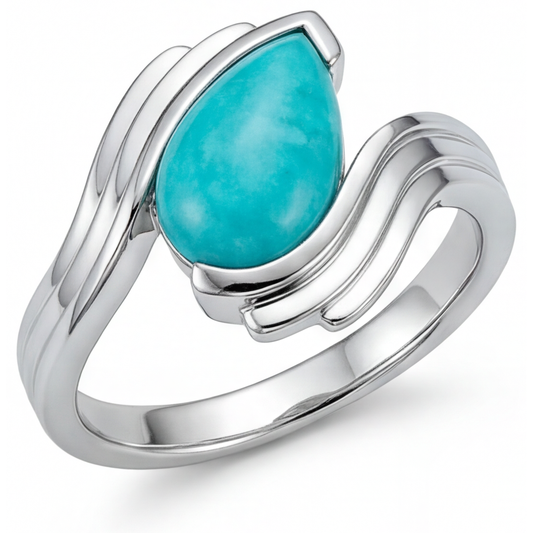 Authentischer Neon Paraiba Farbstein-Ring – Hauptansicht