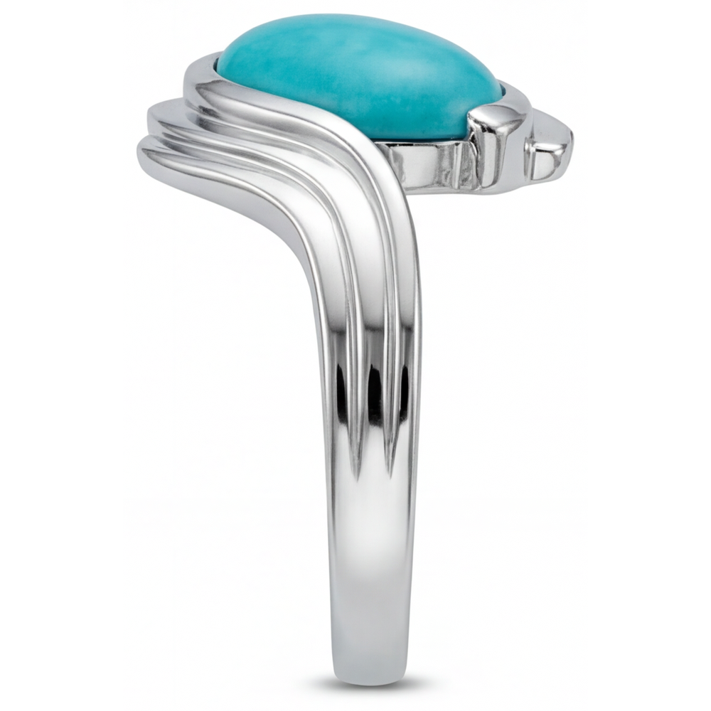 Birnen-Schliff Neon Paraiba Ring in 14 Karat Weißgold – Draufsicht