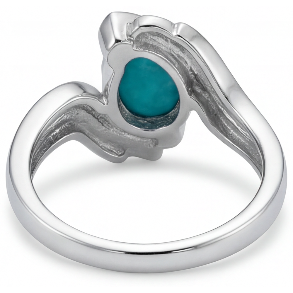 Farbstein-Ring 14 Karat Weißgold mit Neon Paraiba – Rückansicht