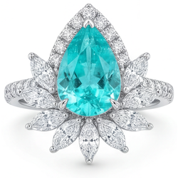14K Weißgold VVS Neon Paraiba Halo-Fassung Ring 5 Karat