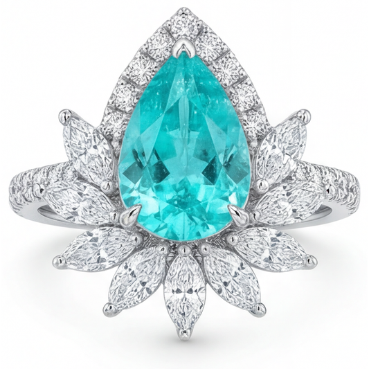 Handgefertigter Halo-Fassung Ring 5 Karat – Hauptansicht