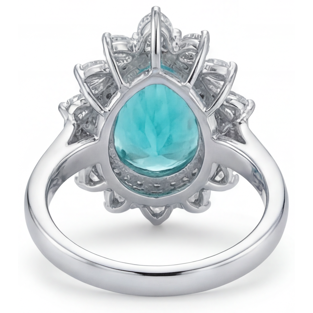 Neon Paraiba Halo-Fassung Ring 6,50-Karat 14K Weißgold – Profilansicht