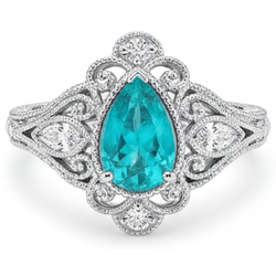 Kunstvoller Halo-Ring mit Vintage Neon Paraiba – 1 Karat
