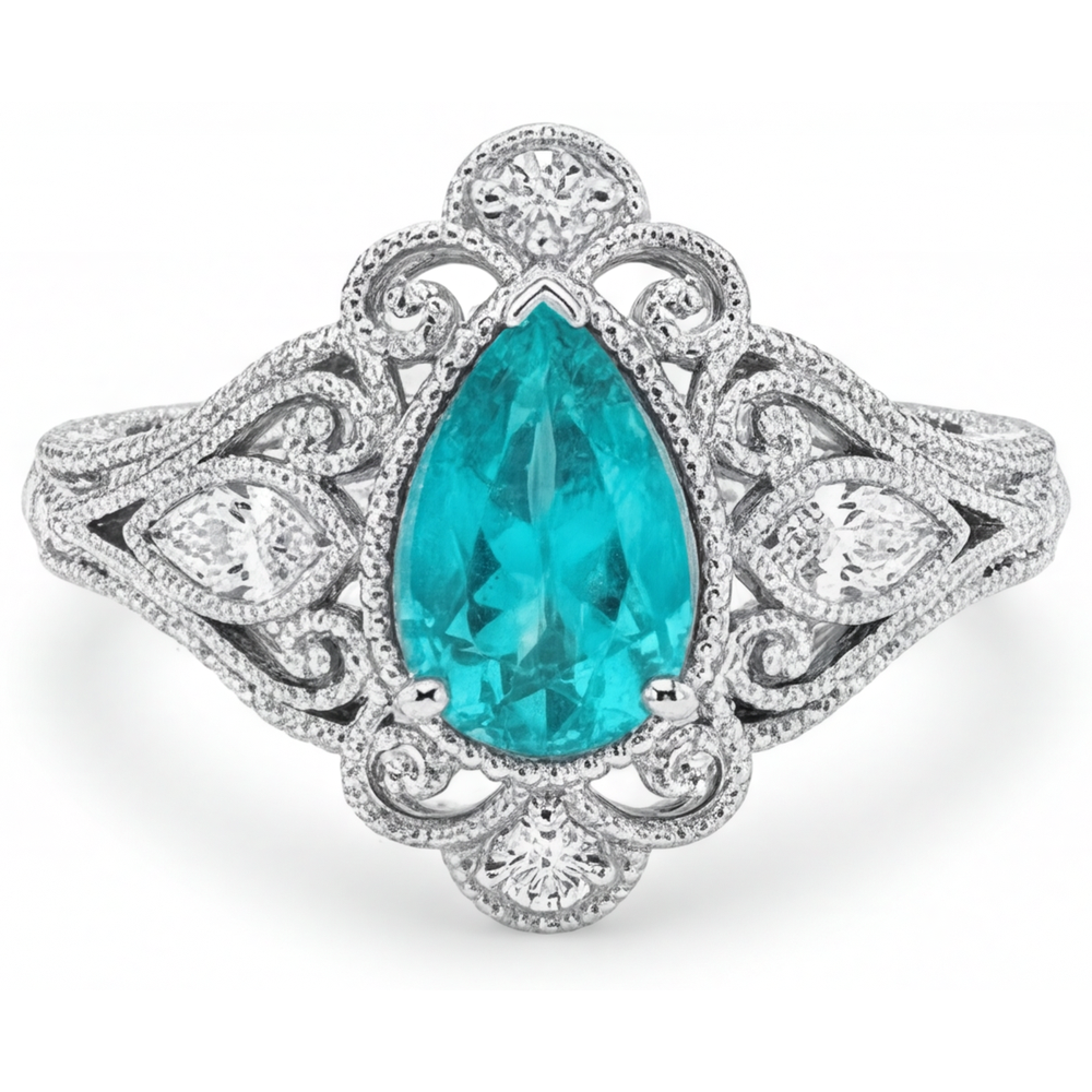 Naturreiner Neon Paraiba Halo-Ring – Hauptansicht