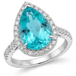 Neon Paraiba Halo-Verlobungsring – Pavé 5,50 Karat 14 Karat