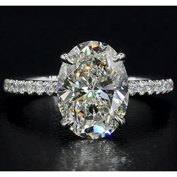 Pavé Halo-Fassung Ring – Diamant 2,50 Karat 14 Karat Weißgold