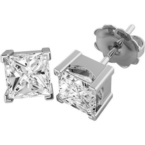 1.5 Karat Prinzessinnenschnitt Echt Diamant Ohrstecker Weißgold 14K