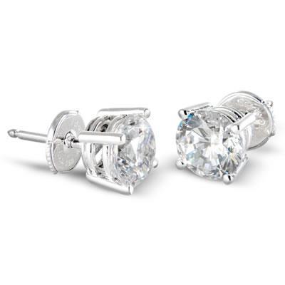 2 Karat Runder Echte Diamant Ohrstecker Damen Schmuck Weißgold