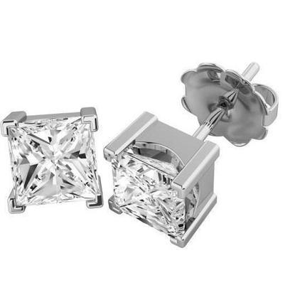 4.50 Ct. Prinzessinnenschnitt Krappenset Echt Diamanten Ohrstecker Weißgold 14K