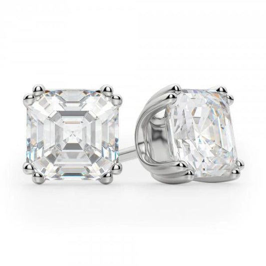 Großer Asscher Cut 4 Karat Echte Diamant Ohrstecker Weißgold Feiner Schmuck