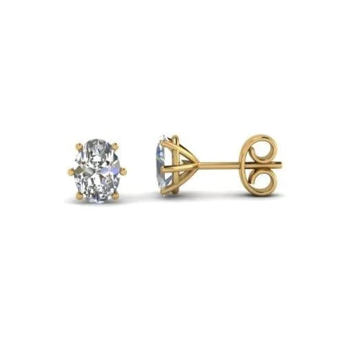 Ovalschliff F Vs1 2.50 Karat Echt Diamanten Ohrstecker Gold Gelb 14K