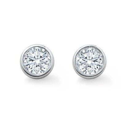 Rundschliff Echt Diamant Ohrstecker Lünette Set 2.50 Karat Weißgold 14K