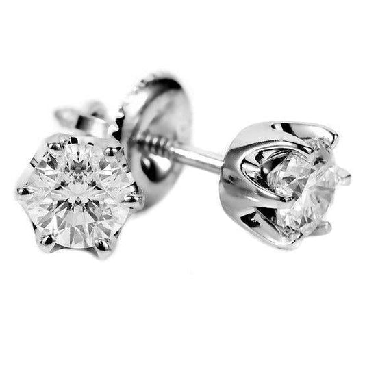 Weißgold Solitaire Runder Diamant Ohrstecker Damen Schmuck 2 ct. - harrychadent.ch