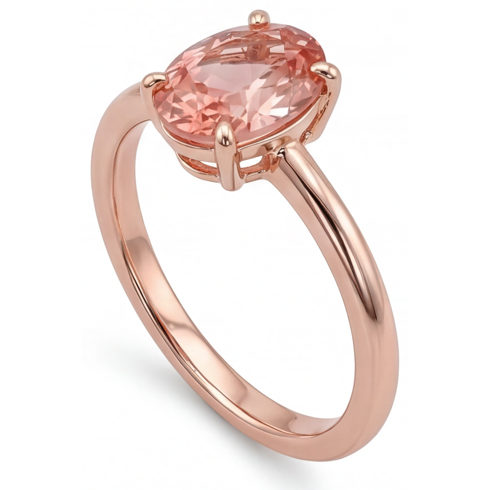 Pfirsichsaphir-Ring aus Roségold 2,2 Karat natürlicher ovaler Padparadscha-Solitär
