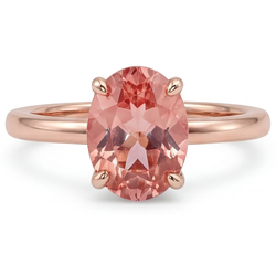 Pfirsichsaphir-Ring aus Roségold 2,2 Karat natürlicher ovaler Padparadscha-Solitär