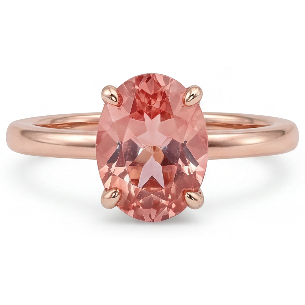 Pfirsichsaphir-Ring aus Roségold 2,2 Karat natürlicher ovaler Padparadscha-Solitär