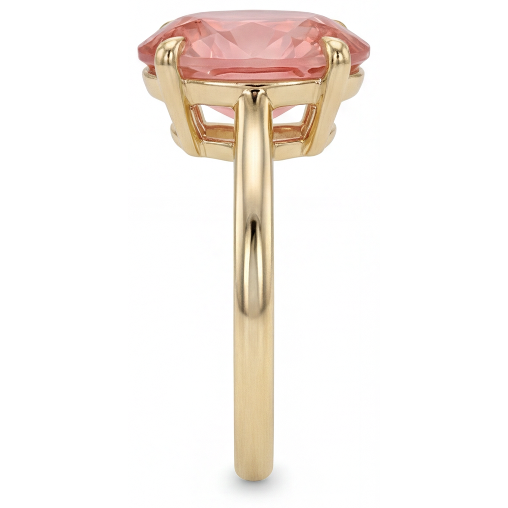 Pfirsich-Saphir-Schmuck 2,5 Karat echter ovaler Padparadscha-Solitärring 14 Karat Gelbgold