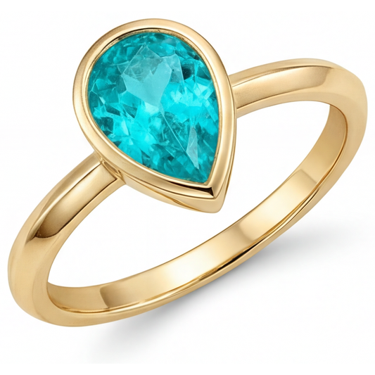 Paraiba-Turmalin Edelstein-Ring 1,25-Karat 14K Gelbgold – Hauptansicht