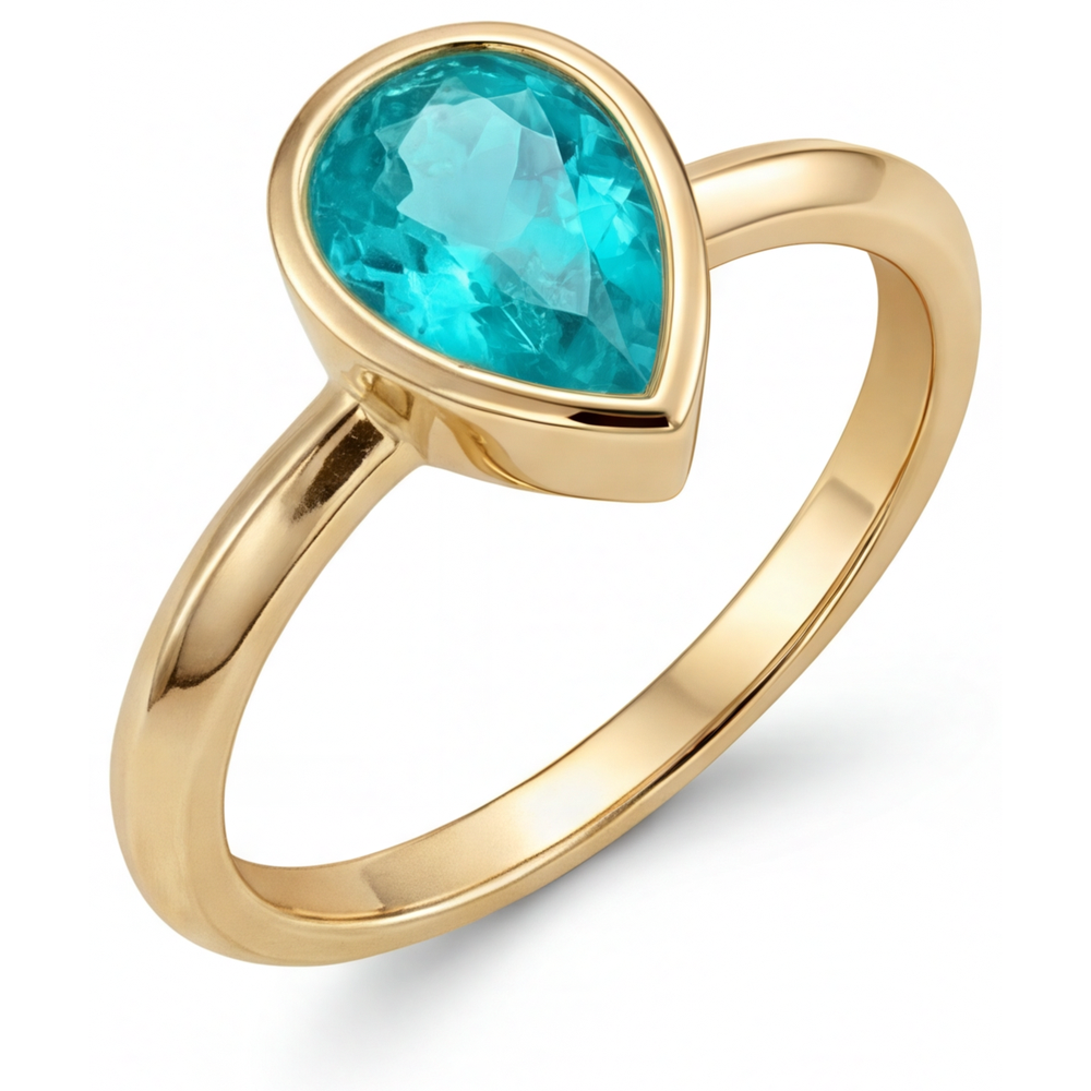 Eleganter Paraiba-Turmalin Edelstein-Ring 1,25 Karat – Frontansicht