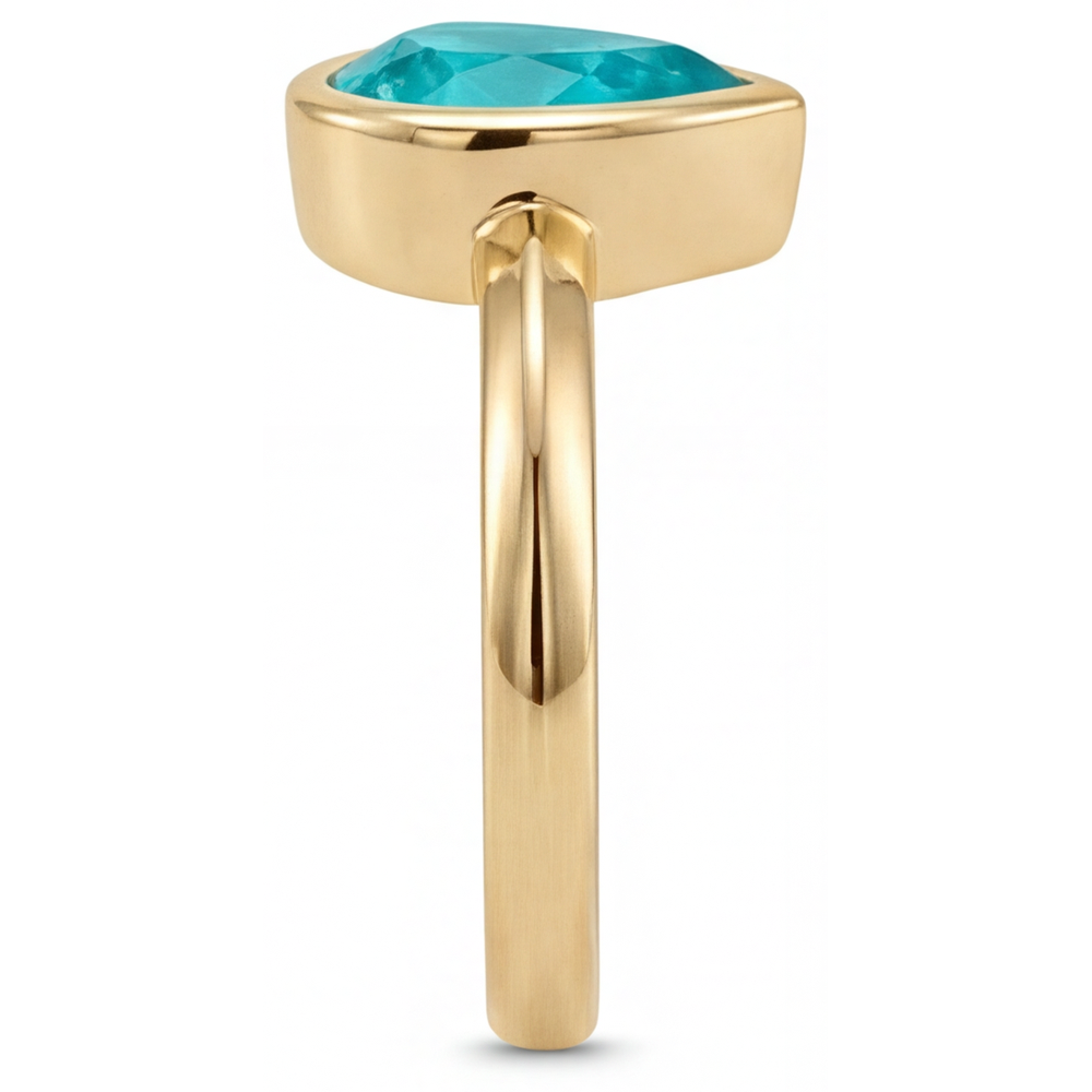 Paraiba-Turmalin Edelstein-Ring 1,25-Karat 14K Gelbgold – Profilansicht
