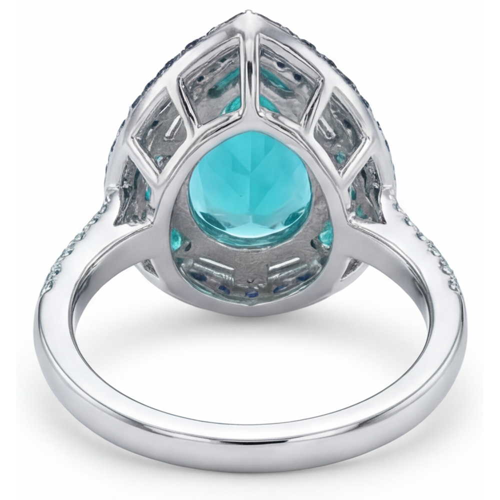 Glänzender Farbstein-Ring 9 Karat – Profilansicht