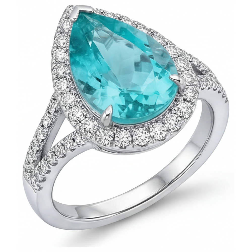 Exquisiter Halo-Fassung Ring 5,25 Karat – Schrägansicht
