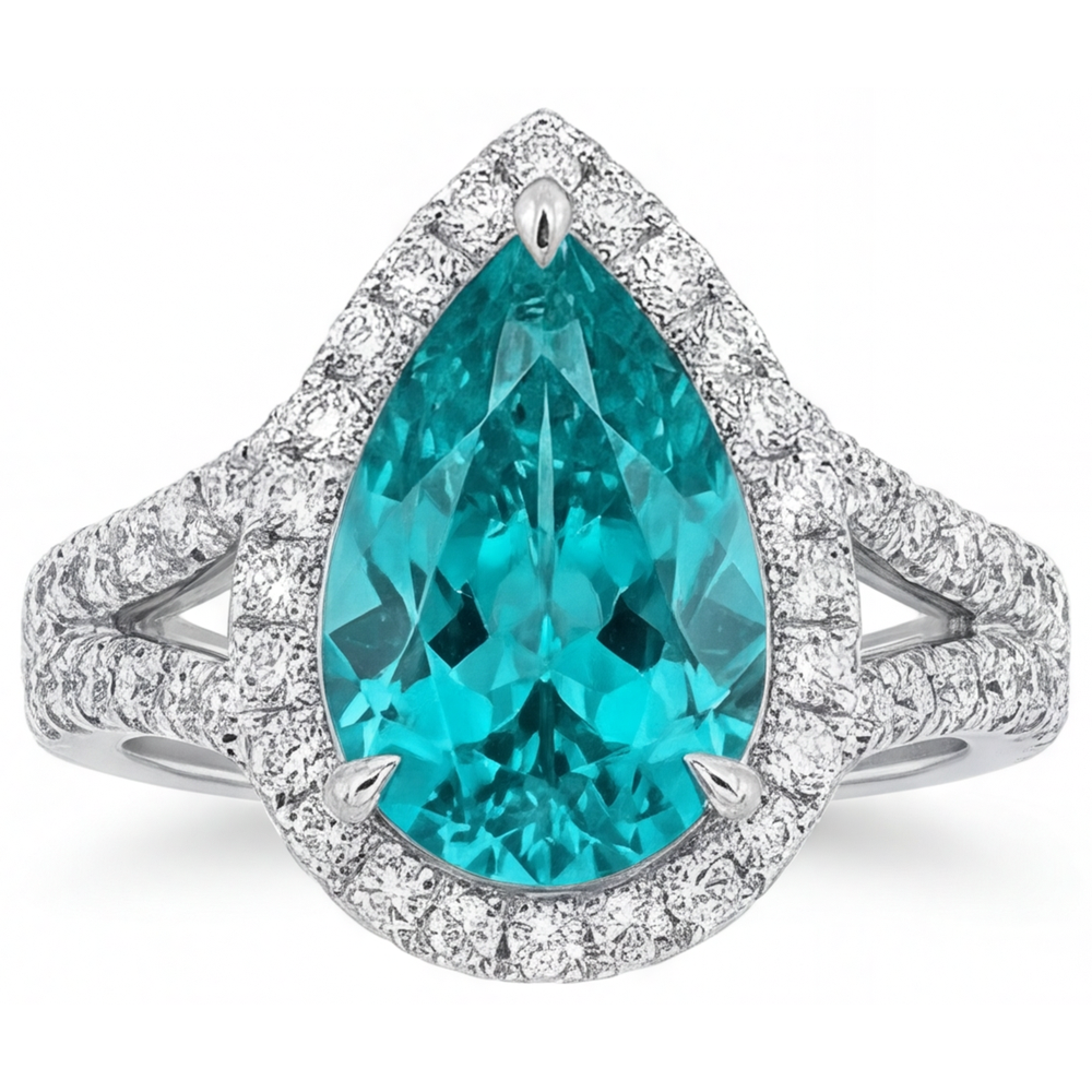 Birnen-Schliff Paraiba-Turmalin Ring in 14K Weißgold – Hauptansicht