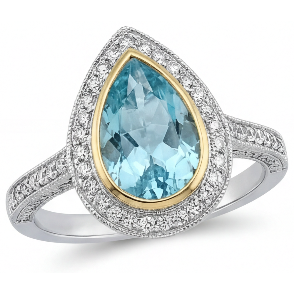 Brillanter Paraiba-Turmalin Halo-Ring 1,75 Karat – Hauptansicht